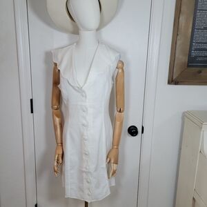 Rachel Parcell Scallop Collar Mini Dress Size Small Cottagecore Linen Cotton